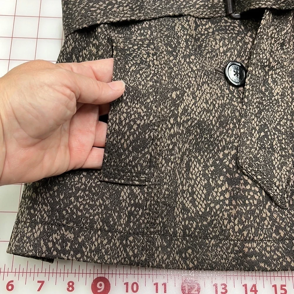 MICHAEL KORS Career Reptile Print DBL Breasted 3/4 SLV Cotton Trench Coat SZ M